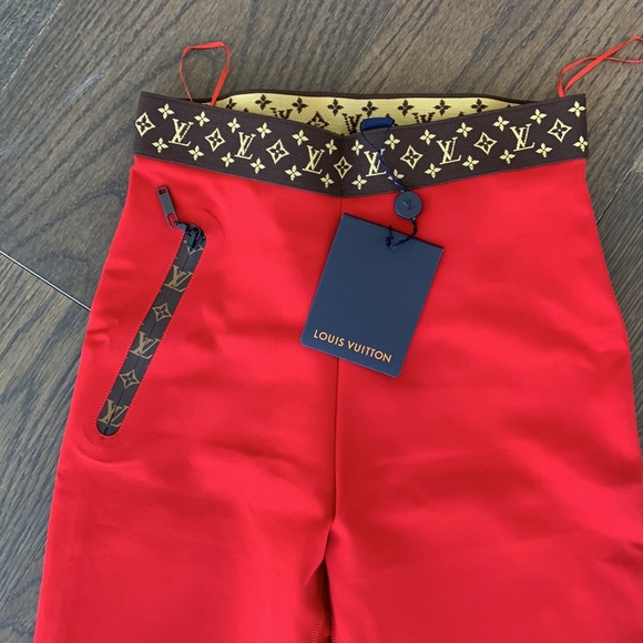 LOUIS VUITTON RED LEGGINGS SIZE 36 - Picture 2 of 12